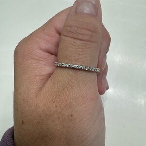 14k white gold diamond pave ring stacking